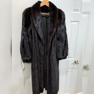 SAGA Mink Full length 48" Dark Brown Fur Coat 12